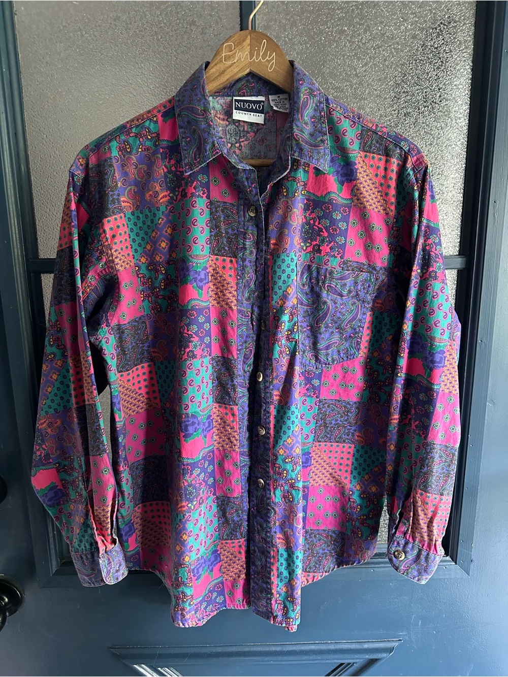 Vintage Patchwork Long Sleeve Button-Up